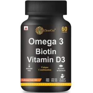 ClearCut Omega 3 Fish Oil, Biotin, Vitamin D3 Softgel Capsule 60 for men women