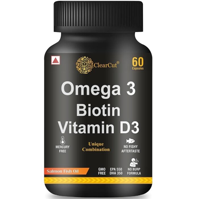 ClearCut Omega 3 Fish Oil, Biotin, Vitamin D3 Softgel Capsule 60 for men women