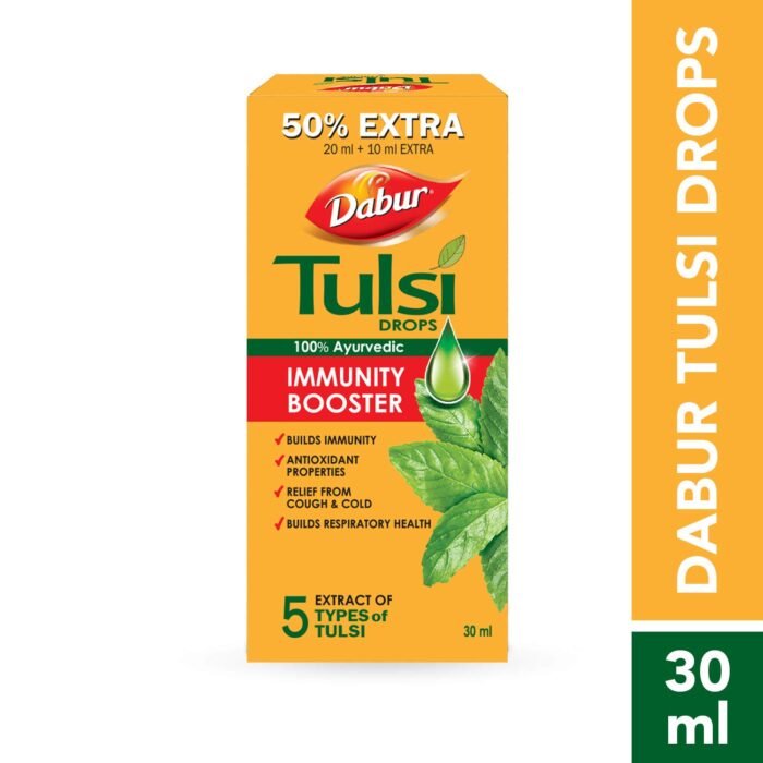 Dabur Tulsi Drops 30ml (20ml + 10ml Free) Contains Extracts of 5 Rare Tulsi Boosts Immunity Cough And Cold Relief