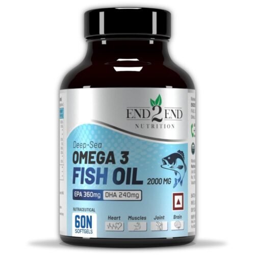 End2End Nutrition High Strength Omega 3 Fish Oil with Highest Strength 2500mg Omega 3 Per Serving (EPA 1080mg DHA 720mg) Capsules