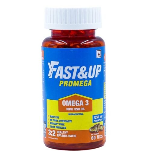 Fast&Up Promega with Double Strength 1250 mg Omega-3 Rich Fish Oil (60 Capsules) High 375 mg