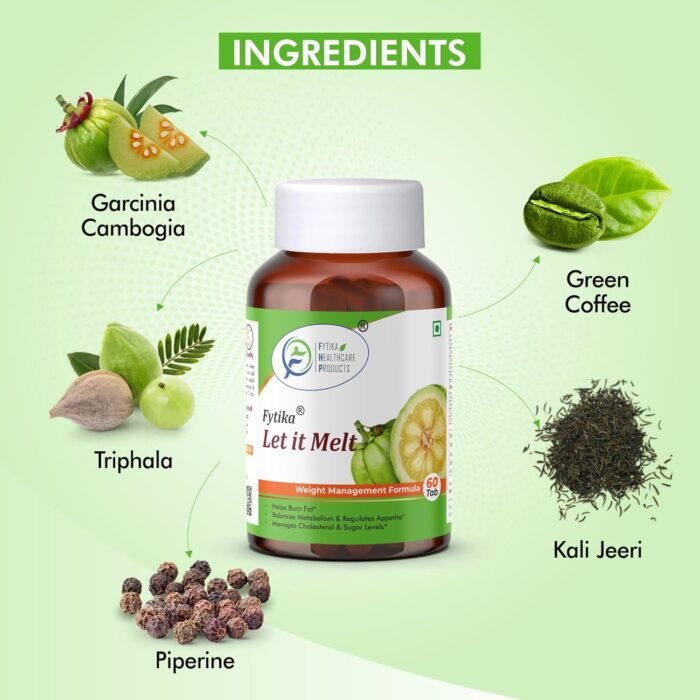 Fytika Healthcare Products Let it Melt Weight Management Tablets Garcinia Combogia, Green Coffee, Triphala, Kali Jeeri Healthy Weight Support1