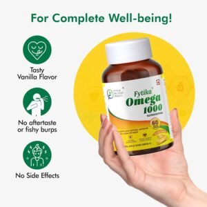 Fytika Healthcare Products Omega 1000 Fish Oil Omega 3 1000 mg Omega 3 fatty acids ,EPA & DHA For Heart, Brain, Joint & Muscle Support Omega 3 Capsule For Men & Women 60 Softgels