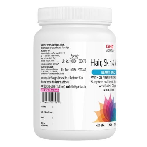 GNC Women's Hair, Skin and Nails Multivitamin With Biotin For Women 120 Tablets Hair Fall Control Improved Hair Growth