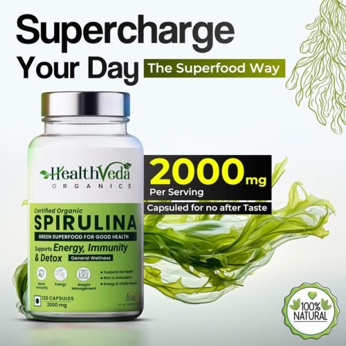 Health Veda Organics Plant Based Spirulina, 2000 mg 120 Veg Capsules I Supports Weight Management & Boosts Immunity8
