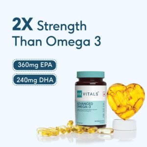 HealthKart HK Vitals Advanced Omega 3, 1000 mg Omega 3 with 360 mg EPA & 240 mg DHA, Double Strength Fish Oil Supplement