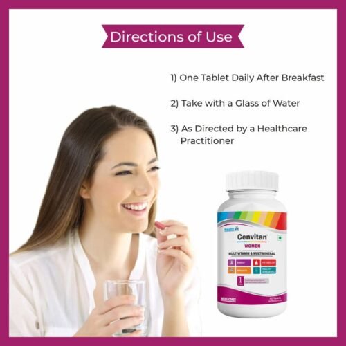 Healthvit Cenvitan Multivitamin for Women Women Daily Nutrition, Immunity Booster Hair, Skin and Nails Bone Health Energy Boost