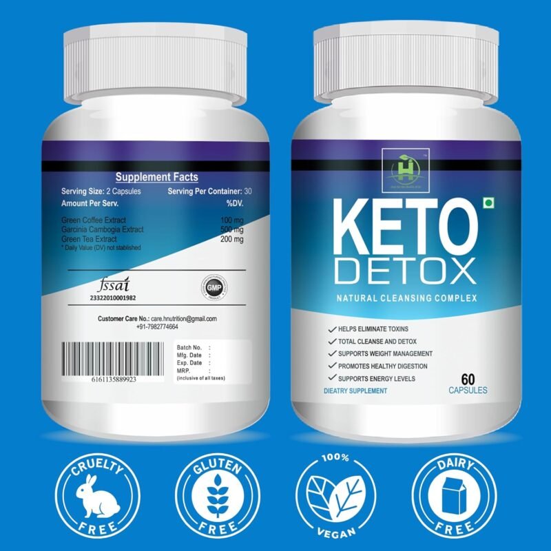 Healthy Nutrition - Just for the Health of it Keto Detox Advanced Cleansing Complex Weight Management Formula for Men WomenBurn Body FatIncrease Metabolic RateSuppressed Appetite-60 Veg Capsules