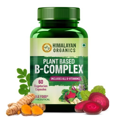 Himalayan Organics Plant Based Vitamin B Complex with 100% RDA B1, B2, B3, B5, B6, B9 & B12 Hair Growth, Boost Energy And Immunity