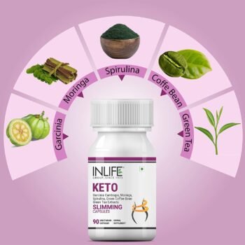 INLIFE Keto Slimming Capsules Extracts - Garcinia Cambogia, Green Coffee Bean, Green Tea, Spirulina Moringa Weight Management Supplement