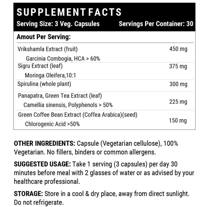 INLIFE Keto Slimming Capsules Extracts - Garcinia Cambogia, Green Coffee Bean, Green Tea, Spirulina Moringa Weight Management Supplement