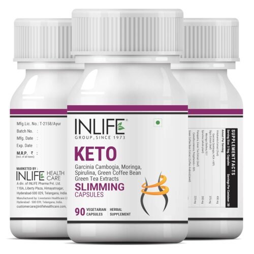 INLIFE Keto Slimming Capsules Extracts - Garcinia Cambogia, Green Coffee Bean, Green Tea, Spirulina Moringa Weight Management Supplement