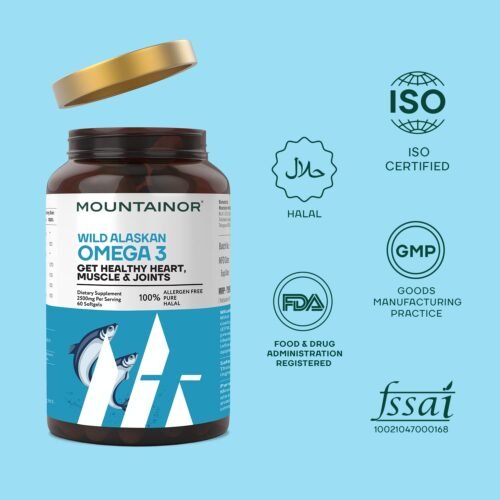 MOUNTAINOR Omega 3 Fish Oil 2500MG Triple Strength Contains - 1100mg EPA & 700mg DHA Per Serving Purified & Mercury Free