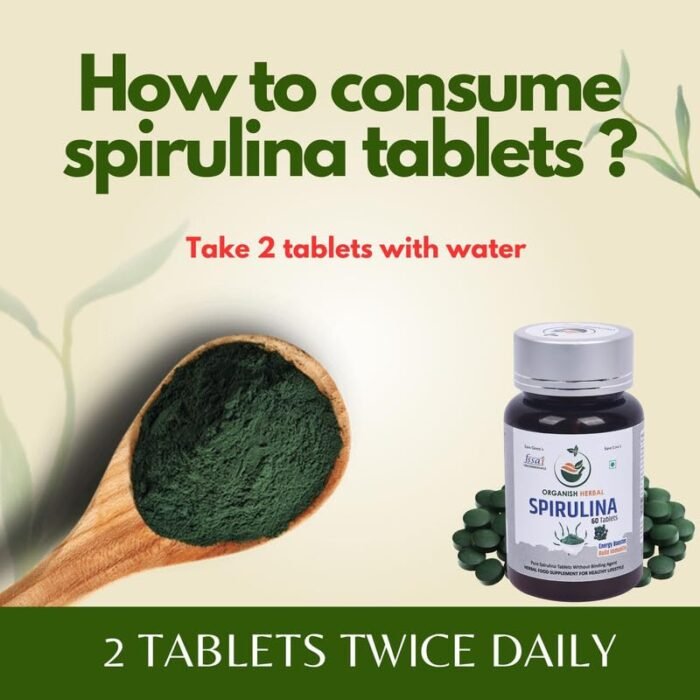 Organish Herbal Spirulina Supplement For Men & Women, Weight Management Sugar And Cholestrol Control,Good Source Of Multivitamin