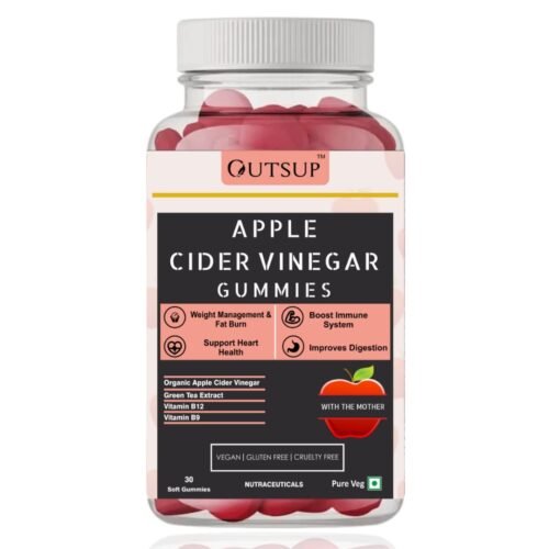 Outsup Apple Cider Vinegar Gummies with Green Tee Extract Women & Men ACV Gummies with Mother for Weight Management Detoxing & Improved Metabolism - 30 Gummies