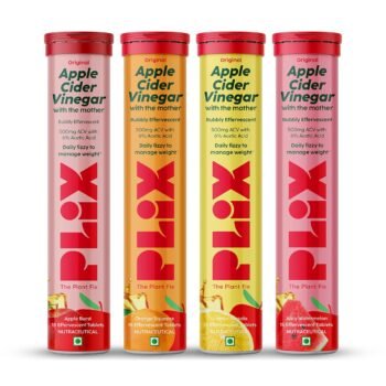 PLIX - THE PLANT FIX Apple Cider Vinegar Effervescent Tablet with mother for weight loss I with vitamin B6 & B12 Pack of 4