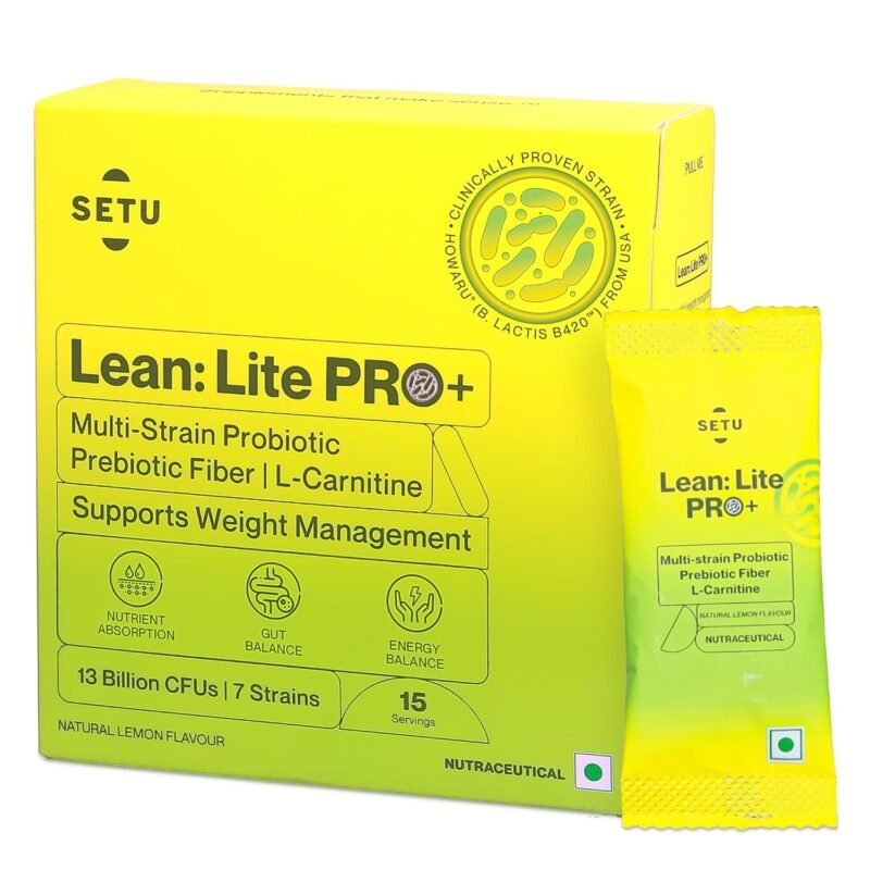 Setu Lean Lite Pro+ Gut Health Powder Prebiotic & Probiotic Supplement with Clinically Proven HOWARU® Strain & L-Carnitine Digestion