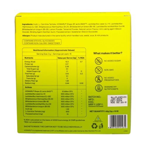 Setu Lean Lite Pro+ Gut Health Powder Prebiotic & Probiotic Supplement with Clinically Proven HOWARU® Strain & L-Carnitine Digestion