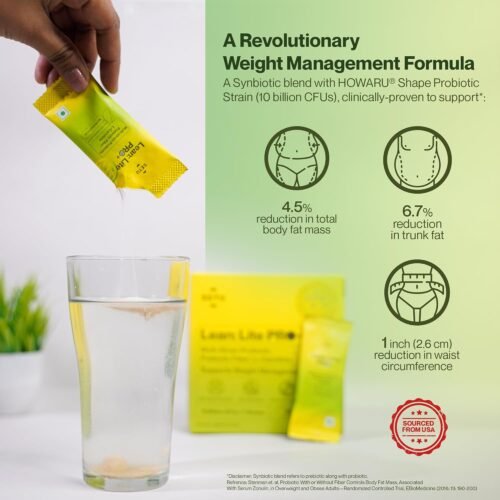 Setu Lean Lite Pro+ Gut Health Powder Prebiotic & Probiotic Supplement with Clinically Proven HOWARU® Strain & L-Carnitine Digestion