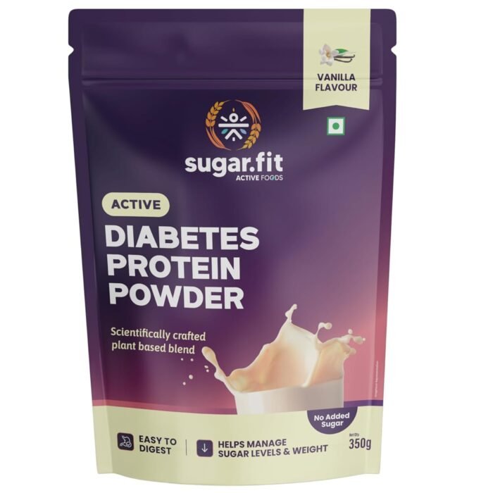 Sugar.Fit Active Diabetes Protein Powder 350G- Vanilla, Low Gi Protein Drink For Blood Sugar Control & Weight Management