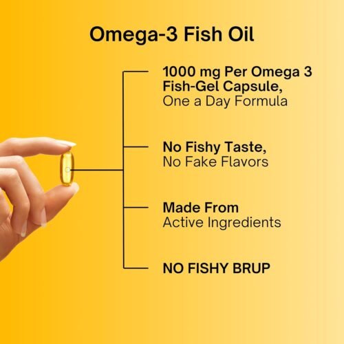 VEDAPURE Fish Oil Omega 3 Fatty Acid Capsules for Men & Women 1000 mg with Vitamin E & D3