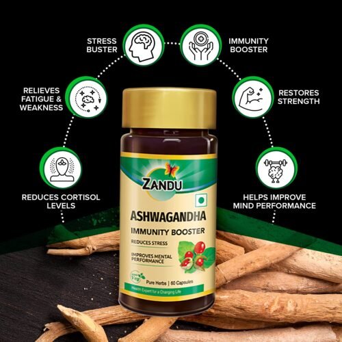 Zandu Ashwagandha Capsules, With Goodness of Natural Extracts of Ashwagandha, Helps Boost Immunity and Useful for Natural Body Strength