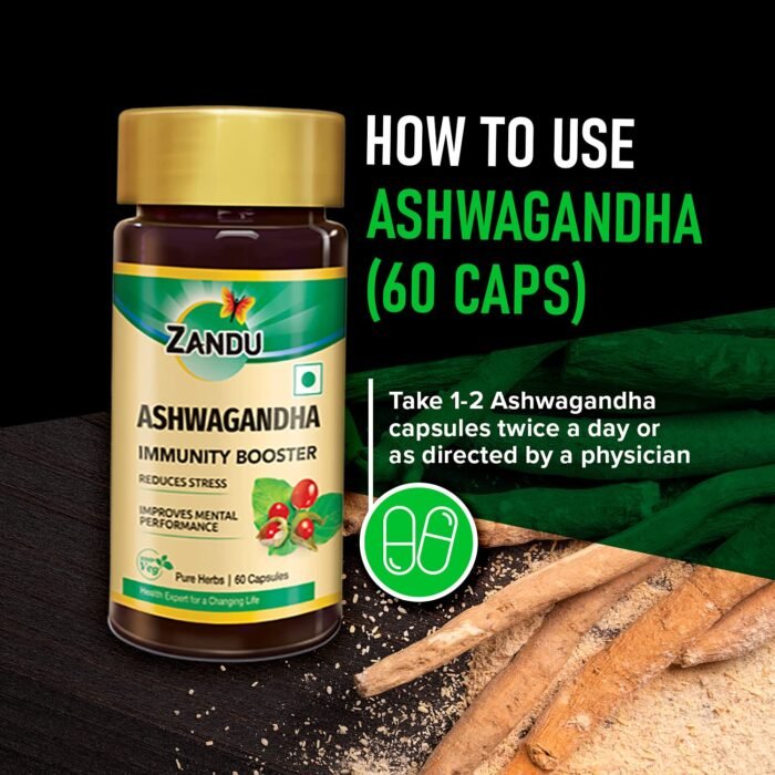 Zandu Ashwagandha Capsules, With Goodness of Natural Extracts of Ashwagandha, Helps Boost Immunity and Useful for Natural Body Strength