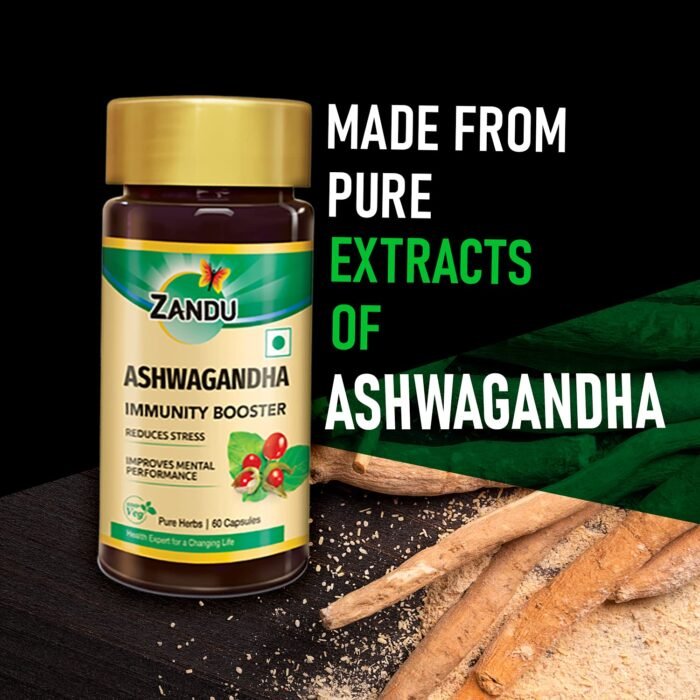 Zandu Ashwagandha Capsules, With Goodness of Natural Extracts of Ashwagandha, Helps Boost Immunity and Useful for Natural Body Strength