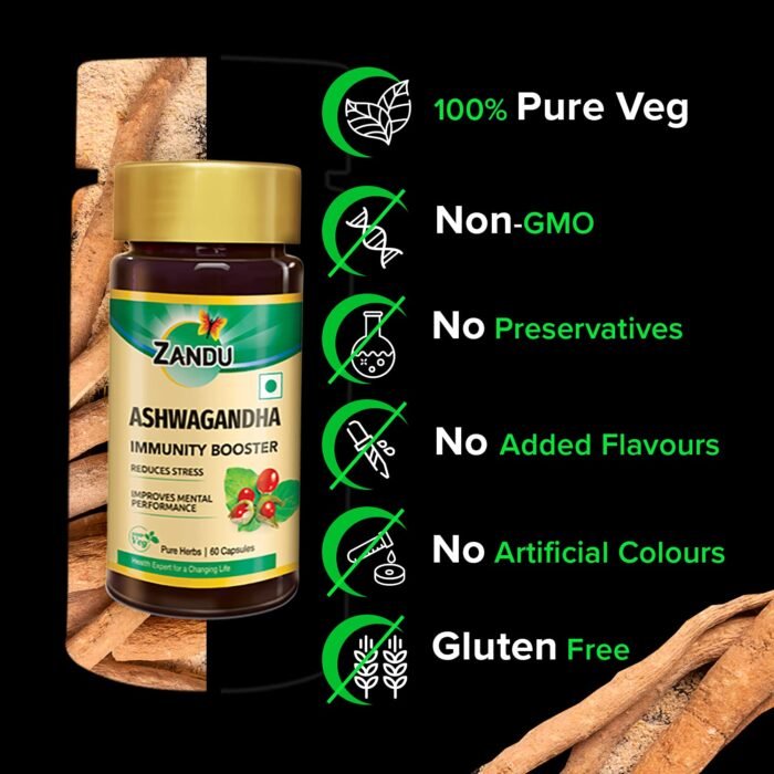 Zandu Ashwagandha Capsules, With Goodness of Natural Extracts of Ashwagandha, Helps Boost Immunity and Useful for Natural Body Strength