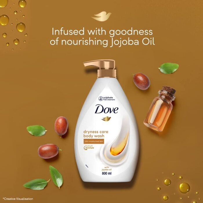 Dove Dryness Care Bodywash infused with Jojoba Oil to deeply nourish your skin