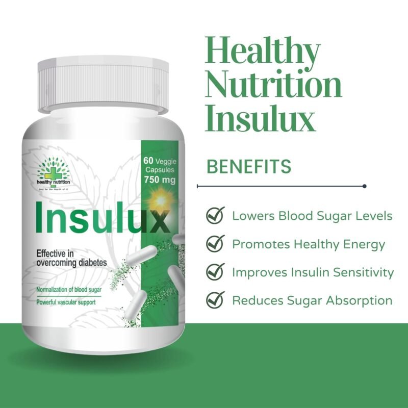 Healthy Nutrition - Just for the Health of it Insulux 750mg (60 Capsules) Support Endocrine Health & Diabetes Control