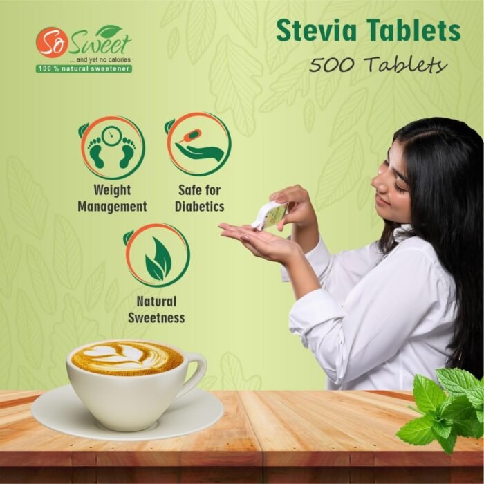 So Sweet Stevia 500 Tablet Dispenser 100% Natural Sweetener - Sugarfree