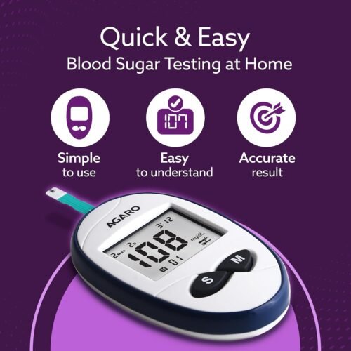 AGARO Glucometer, Blood Glucose Monitoring System with 50pcs Strips & Lancets, Glucometer Machine