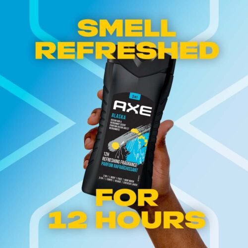 AXE Alaska 3 In 1 Body, Face & Hair Wash for Men, Long-Lasting Refreshing Ocean Air