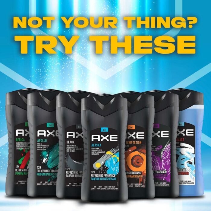 AXE Alaska 3 In 1 Body, Face & Hair Wash for Men, Long-Lasting Refreshing Ocean Air