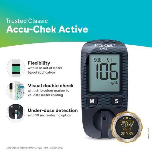 Accu-Chek Active Blood Glucose Glucometer Kit With Vial Of 10 Strips