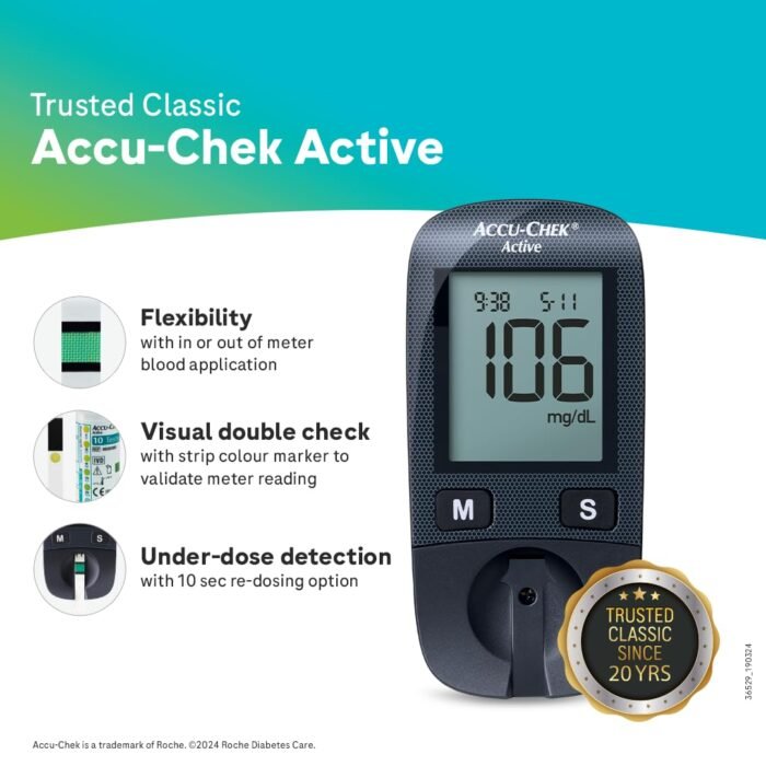 Accu-Chek Active Blood Glucose Glucometer Kit With Vial Of 10 Strips