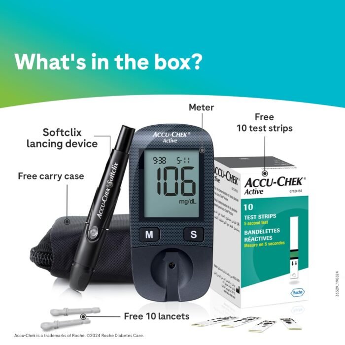 Accu-Chek Active Blood Glucose Glucometer Kit With Vial Of 10 Strips