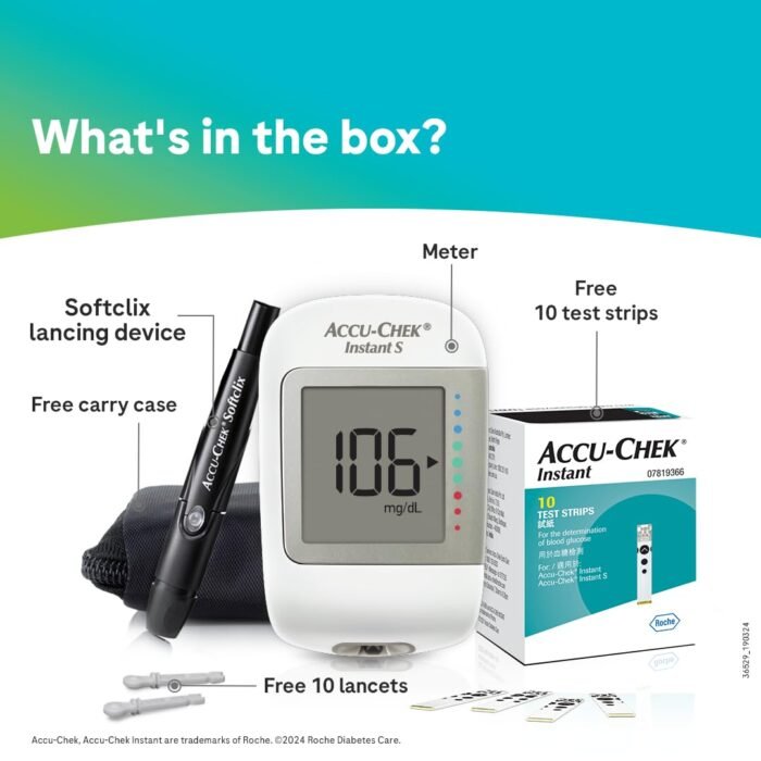 Accu-Chek Instant S Blood Glucose Glucometer Kit with Vial of 10 Strips