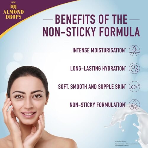 Bajaj Almond Drops Non-Sticky Body Lotion Long Lasting Moisturization Almond Oil