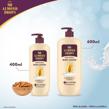 Bajaj Almond Drops Non-Sticky Body Lotion Long Lasting Moisturization Almond Oil