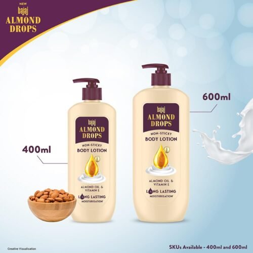 Bajaj Almond Drops Non-Sticky Body Lotion Long Lasting Moisturization Almond Oil