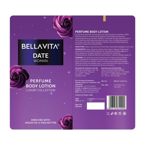 Bella Vita Luxury Date Woman Body Perfume Lotion for Nourishing, Hydrating, Soft, Supple