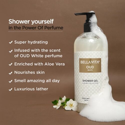 Bella Vita Luxury OUD WHITE Unisex Body Wash Refreshing Shower Gel for Deep Cleansing, Hydrating, Moisturising