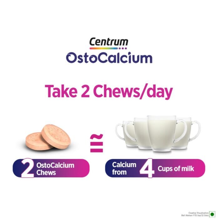 Centrum OstoCalcium Total Chewable Tablets for Women & Men Vitamin D & Calcium Tablets to support Strong Bones, Joints & Muscles 30 Tablets5