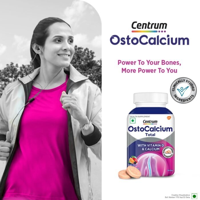 Centrum OstoCalcium Total Chewable Tablets for Women & Men Vitamin D & Calcium Tablets to support Strong Bones, Joints & Muscles 30 Tablets5