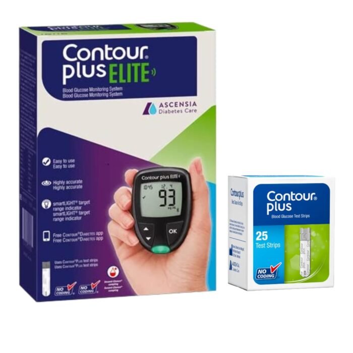 Contour Plus Elite Blood Glucose Monitoring System (with Bluetooth) | Glucometer with 25 Free Test Strips