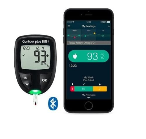 Contour Plus Elite Blood Glucose Monitoring System (with Bluetooth) | Glucometer with 25 Free Test Strips