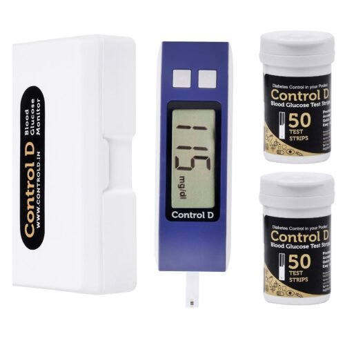 Control D Blue Glucose Blood Sugar testing Machine with 100 Strips Glucometer