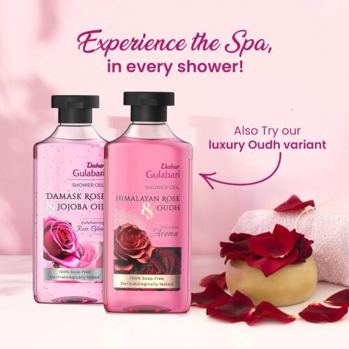 Dabur Gulabari Shower Gel-Damask Rose & Jojoba Oil-250mlRose Extract Beads for ExfoliationDamask Rose Fragrance1